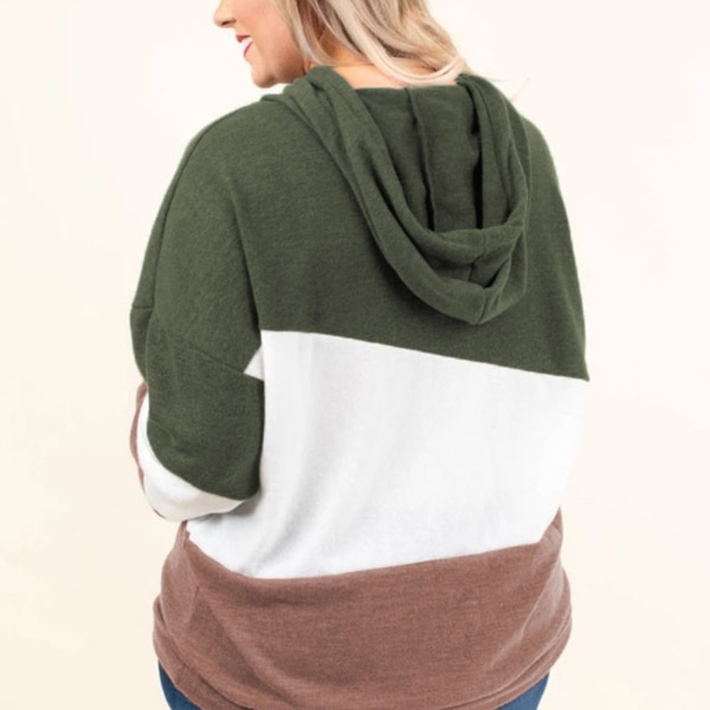 Green Lucky Break Color Block Plus Size Hoodie - image 2